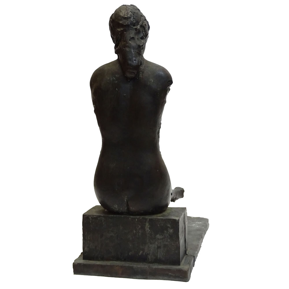 Vintage Bronze "Seated Nude" Signed illegibly and dated '79. Green patina. 