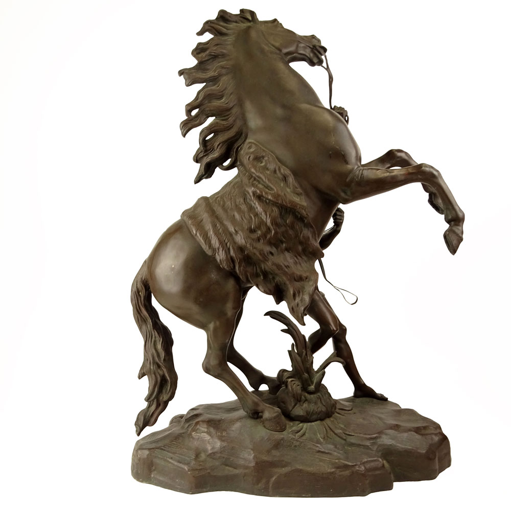 Late 19th Century French Bronze Marly Horse after: Guillaume Coustou the Younger, French (1716-1777). 