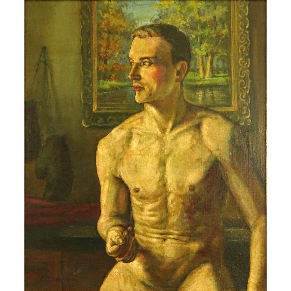 Attributed to: Konstantin Andreevich Somov (RUSSIAN, 1869-1939) Oil on Canvas, The Boxer.