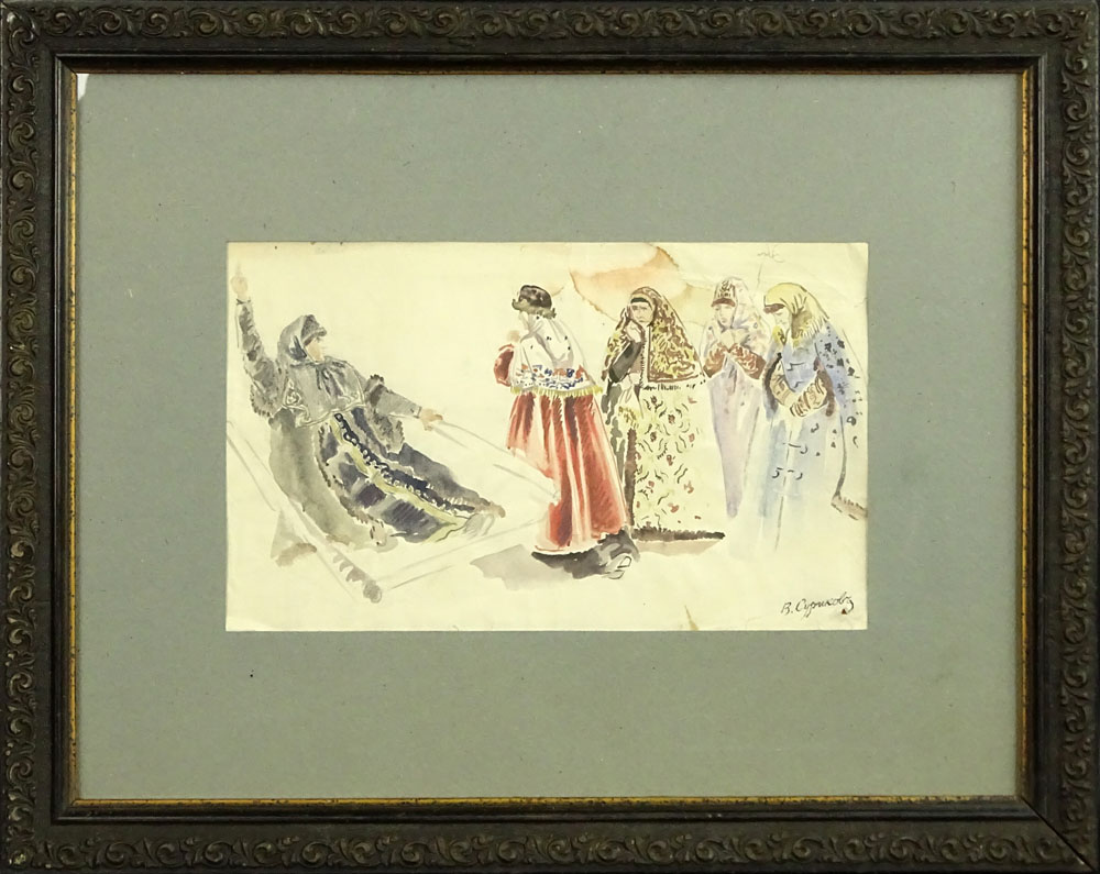 Vasili Ivanovich Surikov (RUSSIAN, 1848-1916), Watercolor Sketch. 