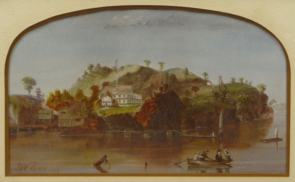 Joseph W. Pierce, American (19th C) Watercolor Gouache On Paper "New England Harbor Scene".
