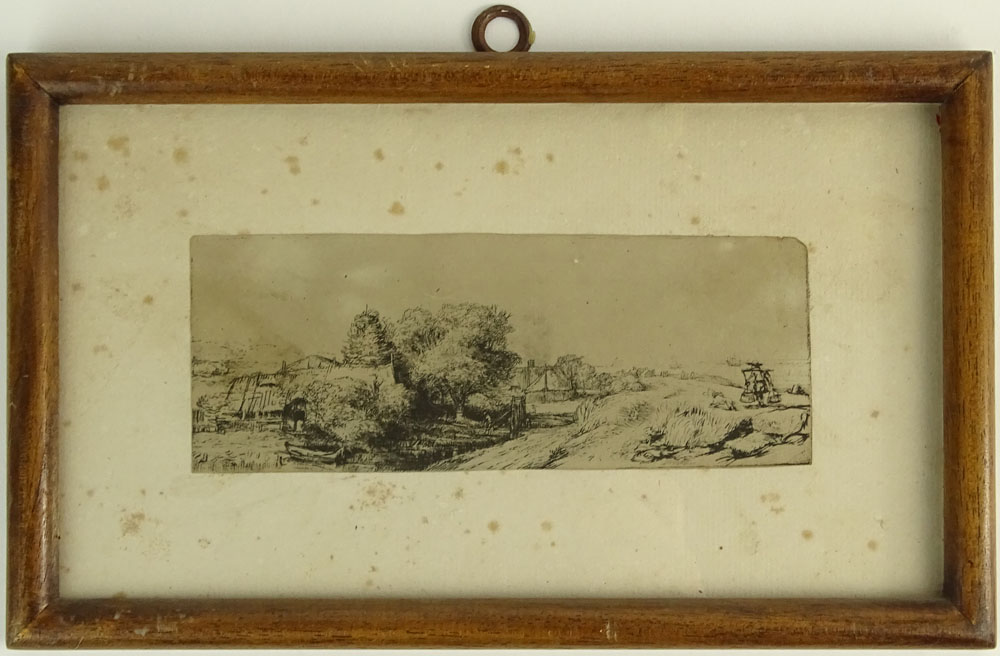 19th Century Etching "Landscape with Cottage".