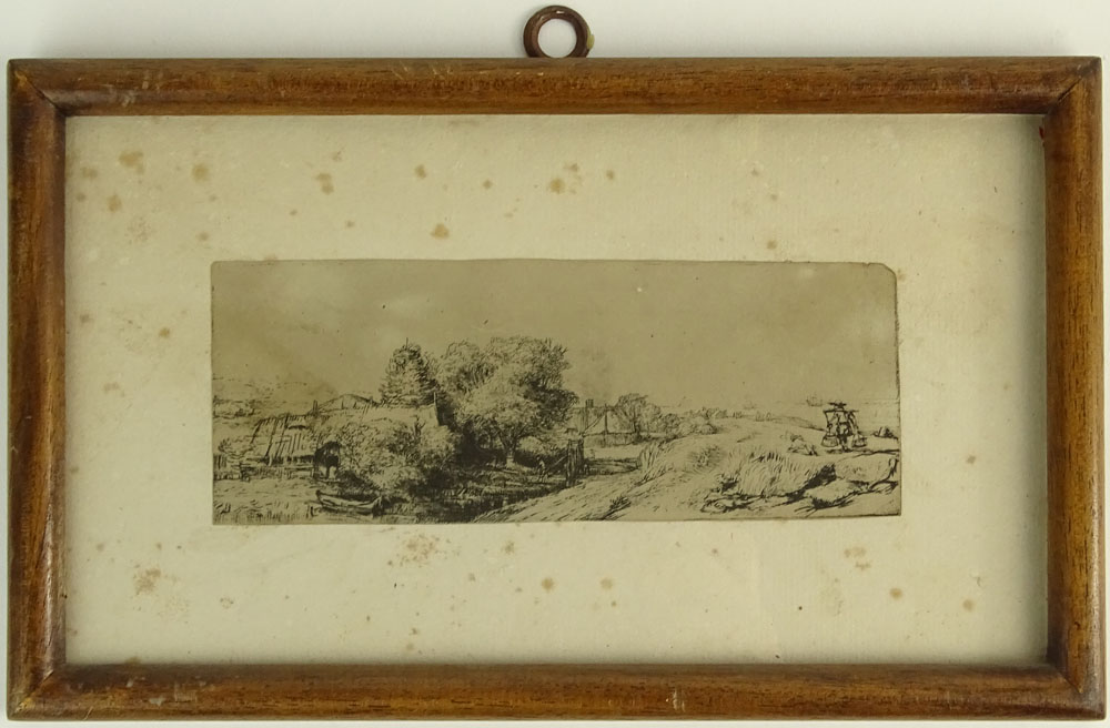 19th Century Etching "Landscape with Cottage".