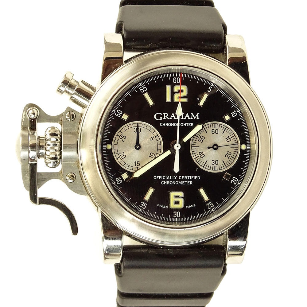 Men's Graham Chrono Fighter Stainless Steel Automatic Movement Chronograph Watch.