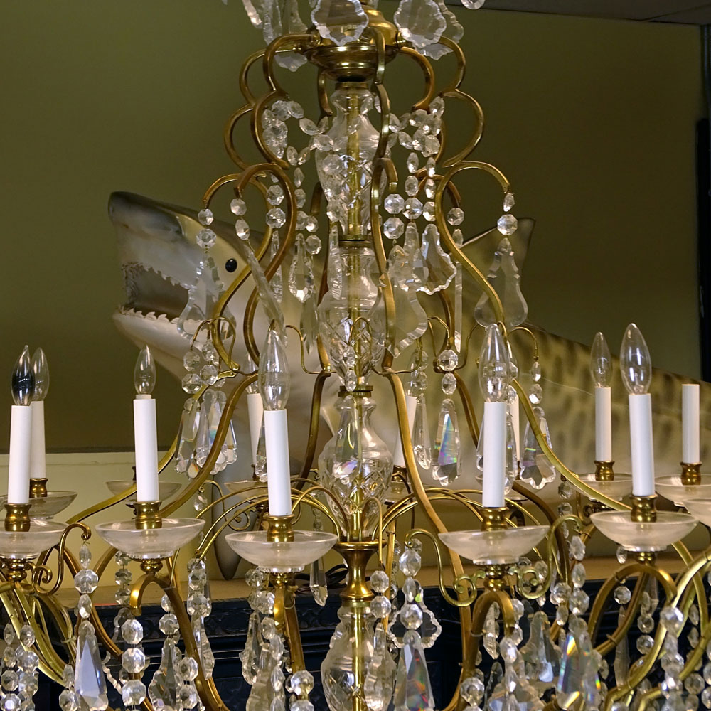 Contemporary Grand Scale Louis XV style Bronze and Crystal Chandelier.