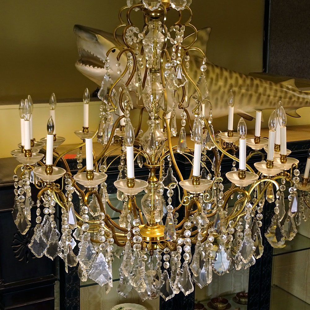 Contemporary Grand Scale Louis XV style Bronze and Crystal Chandelier.