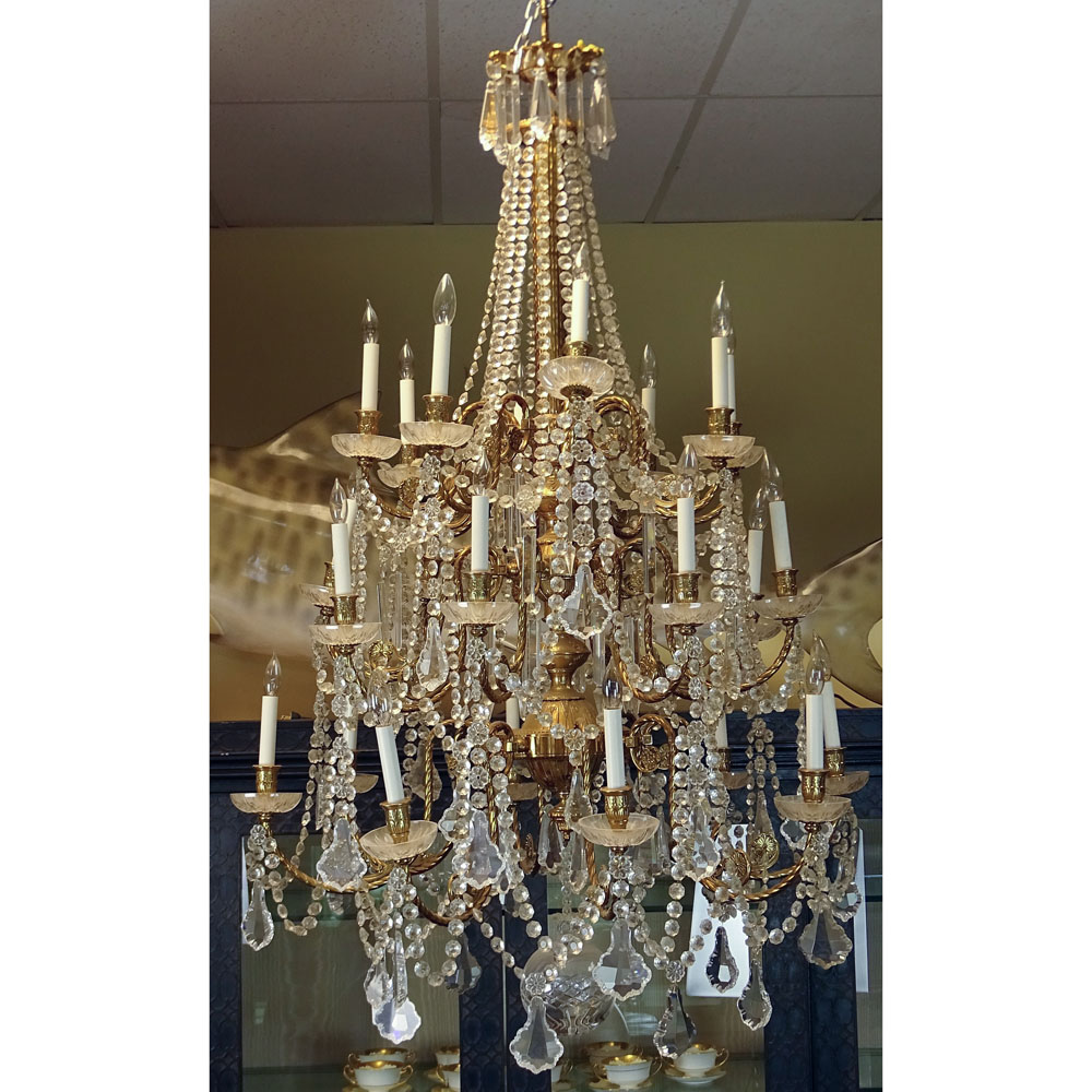 Contemporary Grand Scale Louis XV style Bronze and Crystal Chandelier.