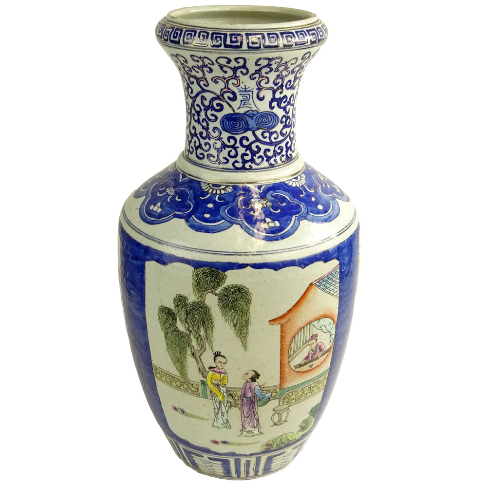 Large Vintage Chinese Enameled Porcelain Vase.