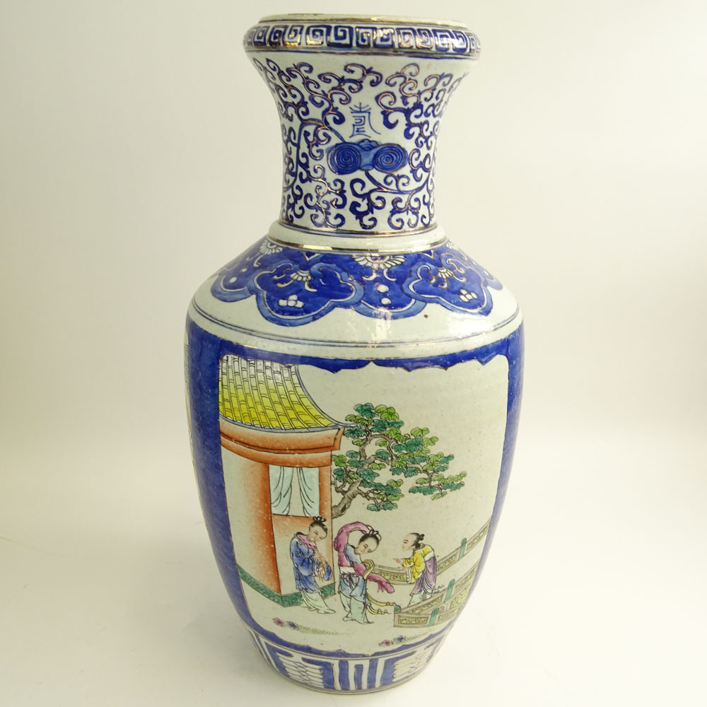 Large Vintage Chinese Enameled Porcelain Vase.