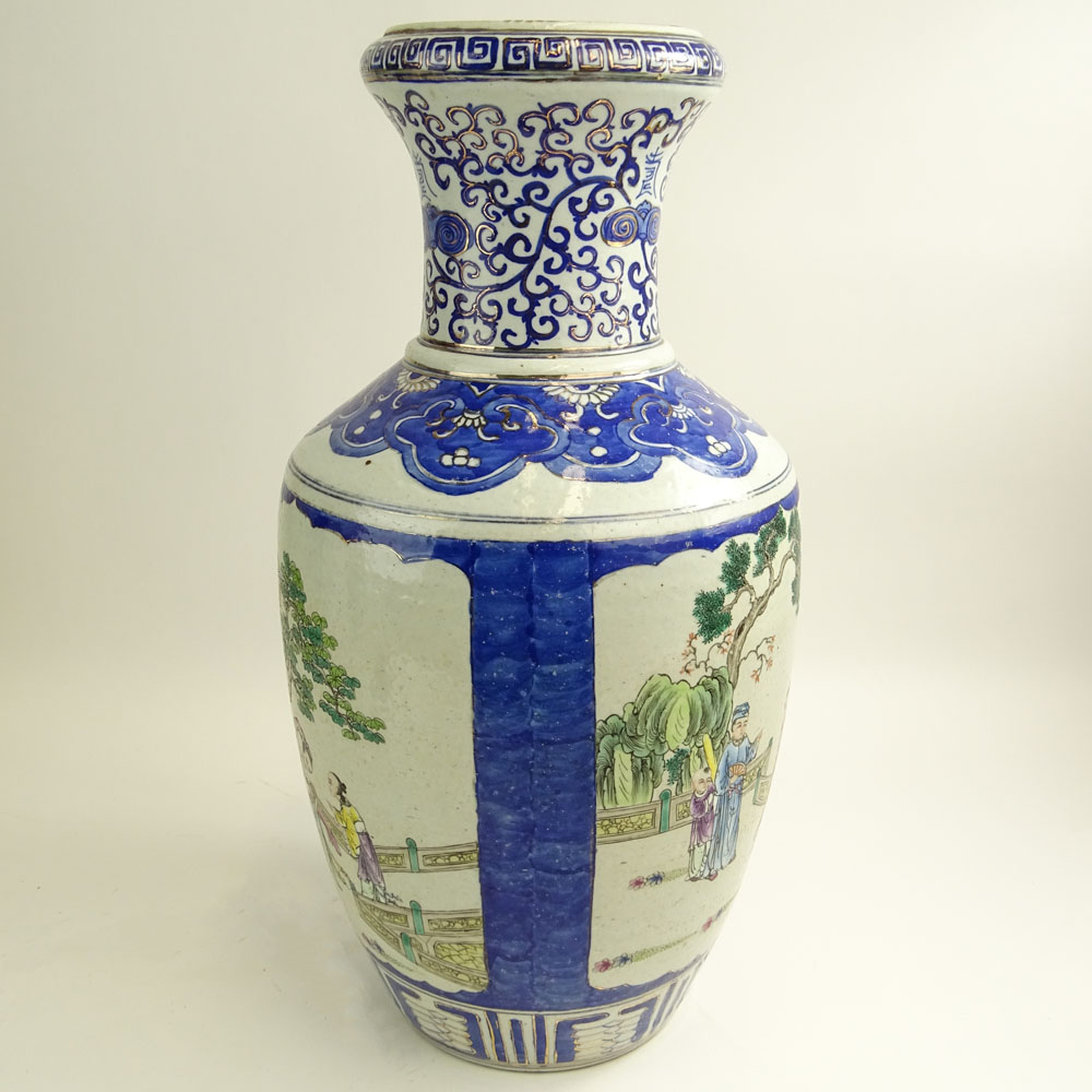 Large Vintage Chinese Enameled Porcelain Vase.