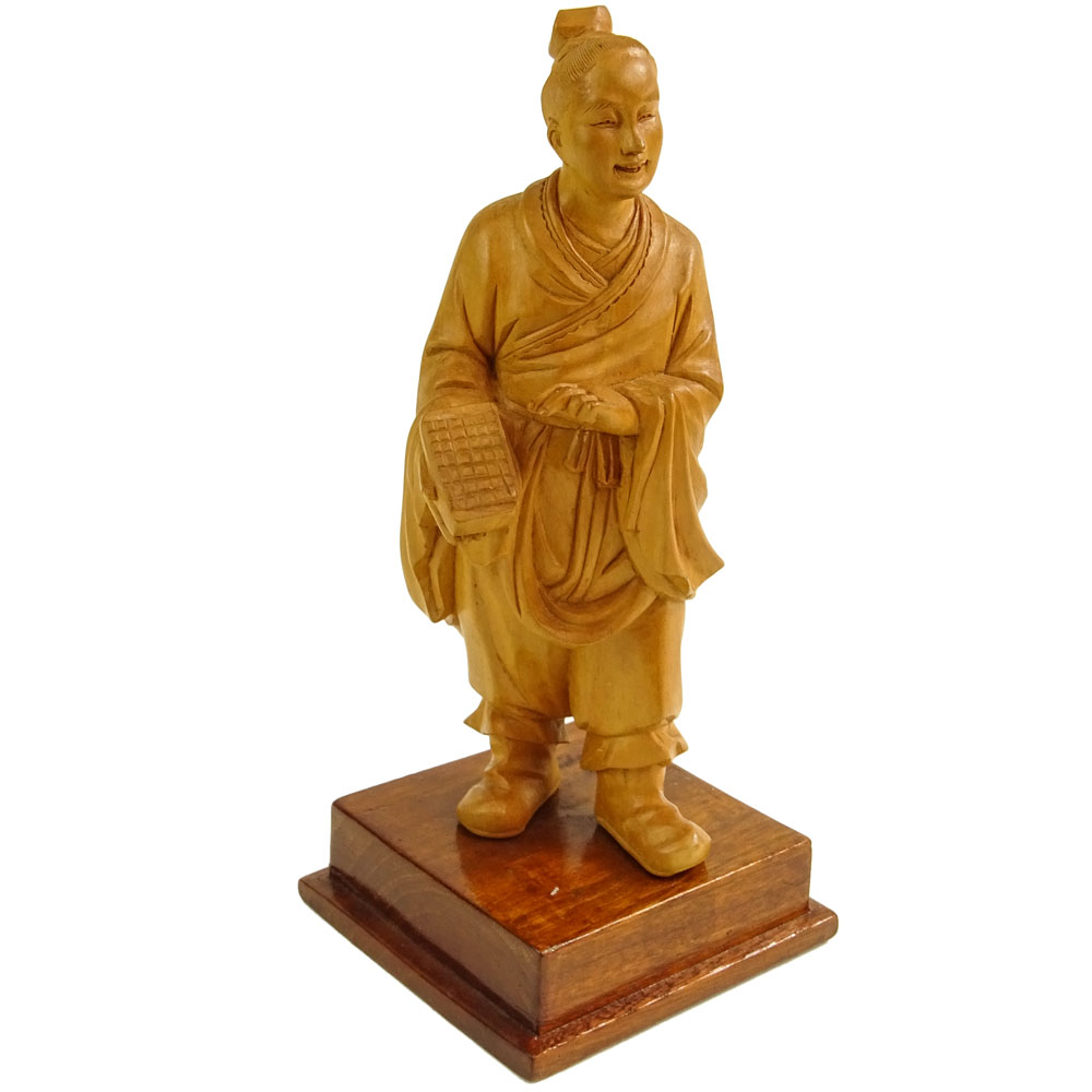 Vintage Chinese Carved Boxwood Cultural Revolution Teacher Figurine.