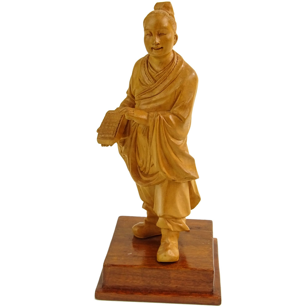 Vintage Chinese Carved Boxwood Cultural Revolution Teacher Figurine.