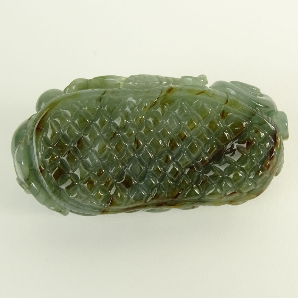 AGL Certified Jadeite Jade Carving Depicting Fish.