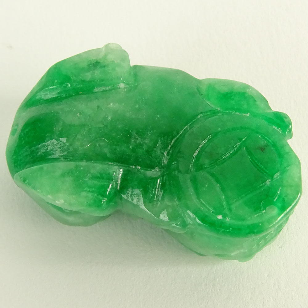 Small Bright Green Jade Carving of a Foo Lion.