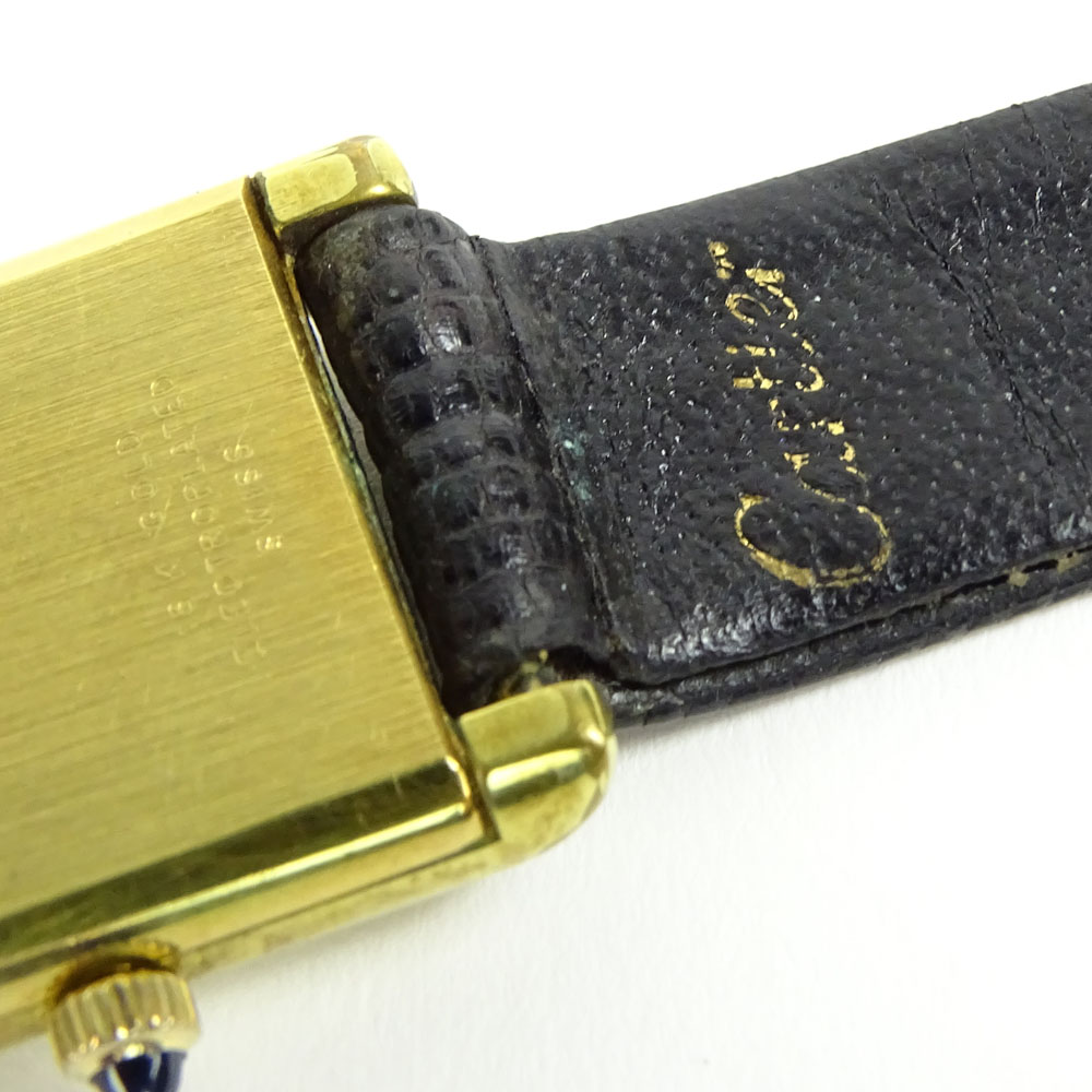 Lady's Vintage Cartier Tank Manual Movement Watch with Leather Strap.