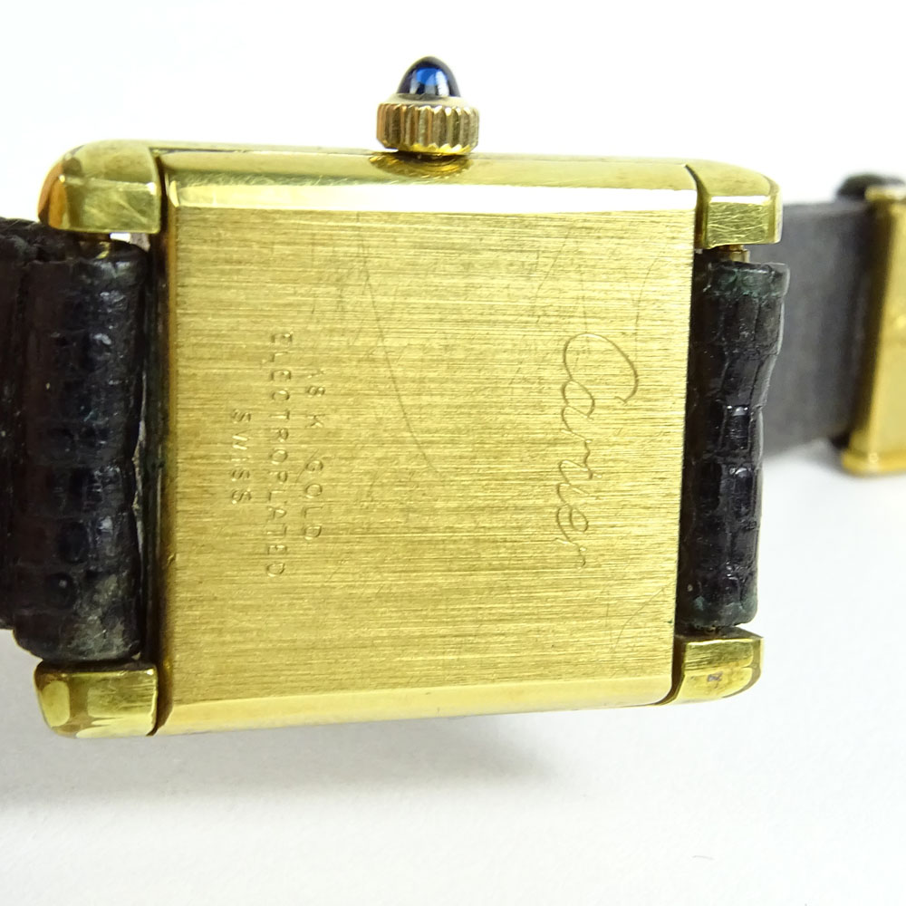 Lady's Vintage Cartier Tank Manual Movement Watch with Leather Strap.