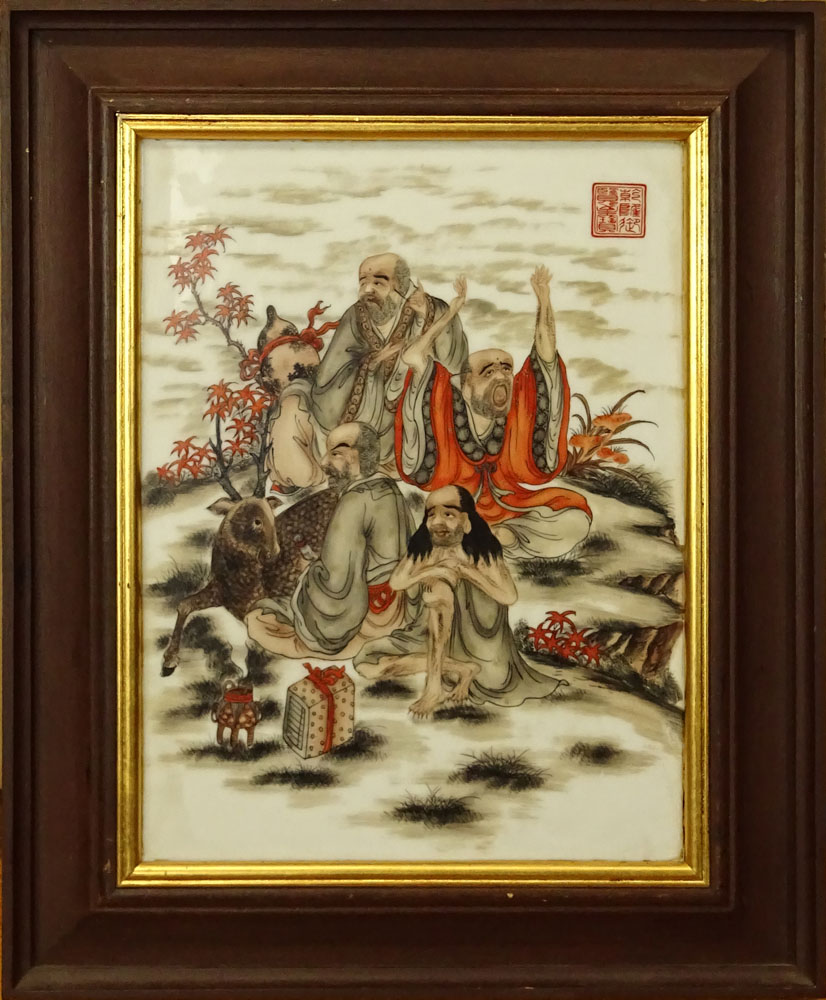 Antique Chinese Hand Painted Porcelain Plaque.