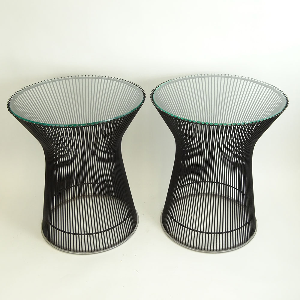 Pair Warren Platner for Knoll Metal and Glass End Tables.