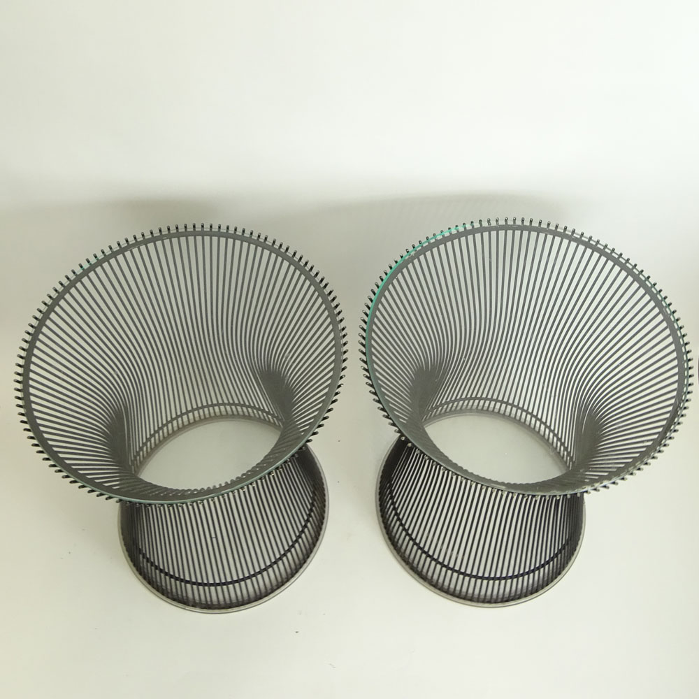 Pair Warren Platner for Knoll Metal and Glass End Tables.