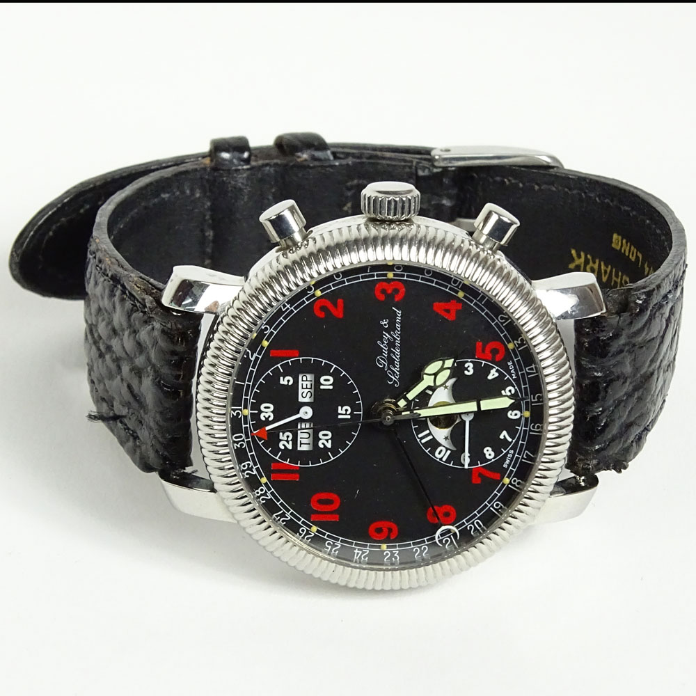 Men's Dubey & Schaldenbrand Stainless Steel Moondate Chronograph watch with Shark Strap.