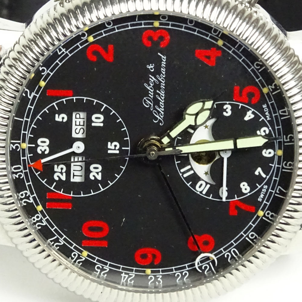 Men's Dubey & Schaldenbrand Stainless Steel Moondate Chronograph watch with Shark Strap.