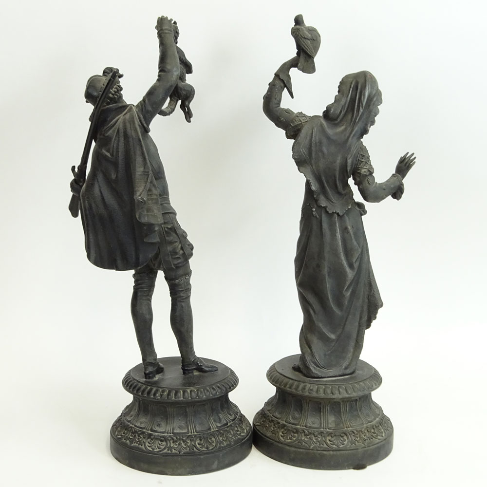 Pair Vintage French Metal Figurines.