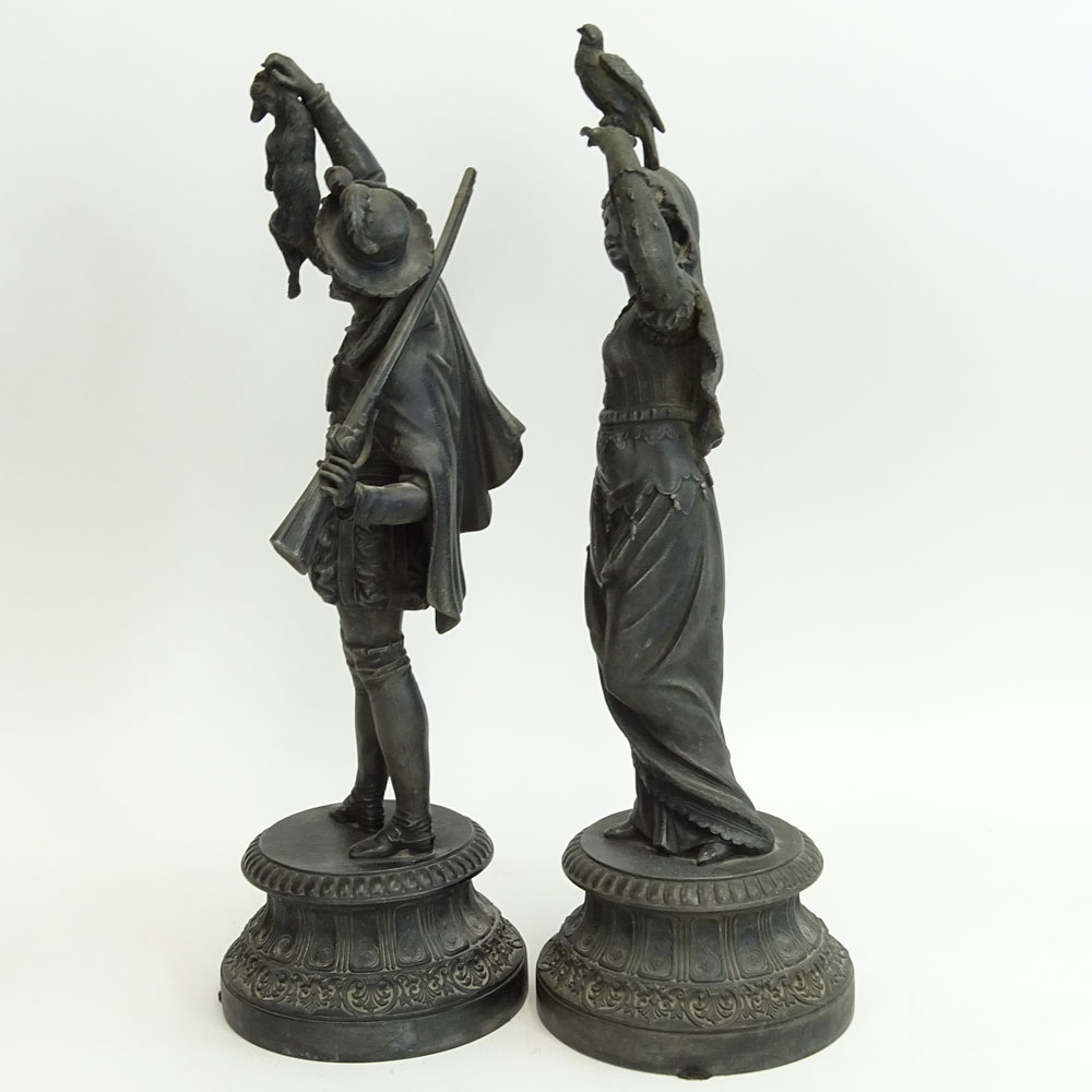 Pair Vintage French Metal Figurines.