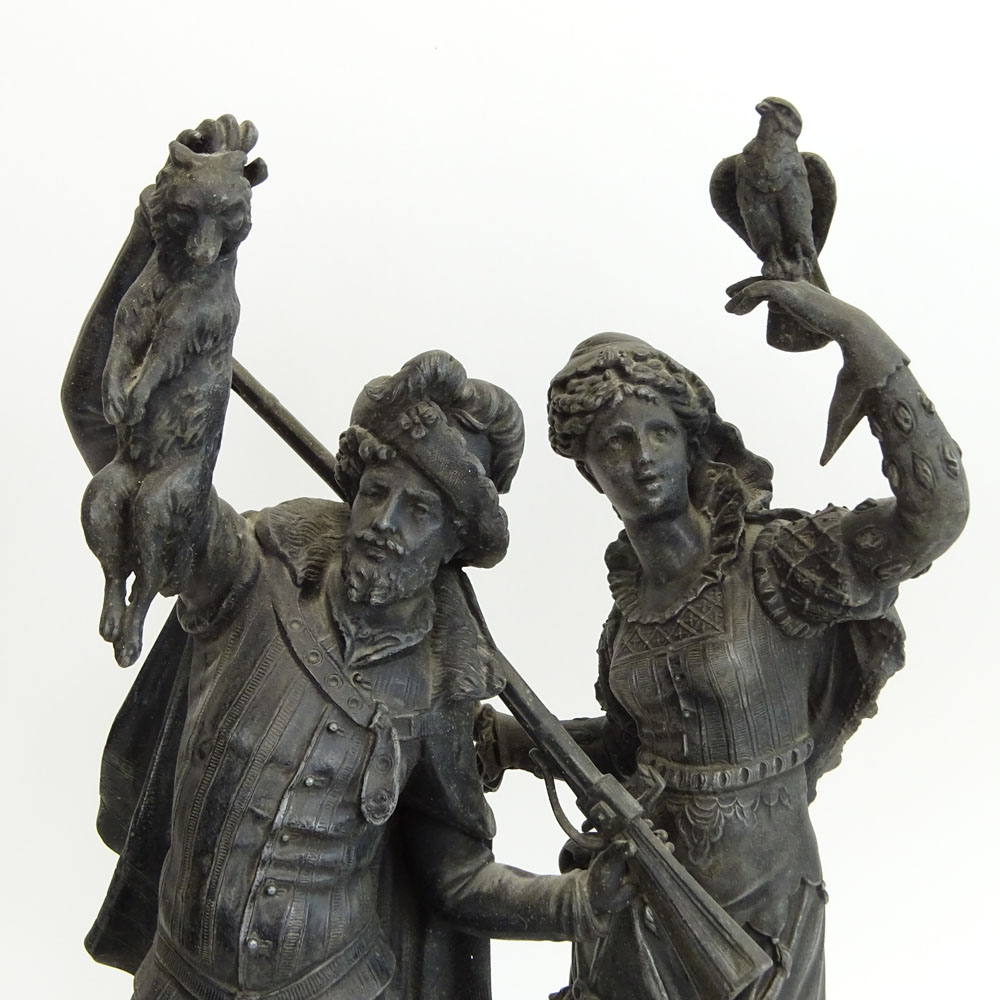 Pair Vintage French Metal Figurines.