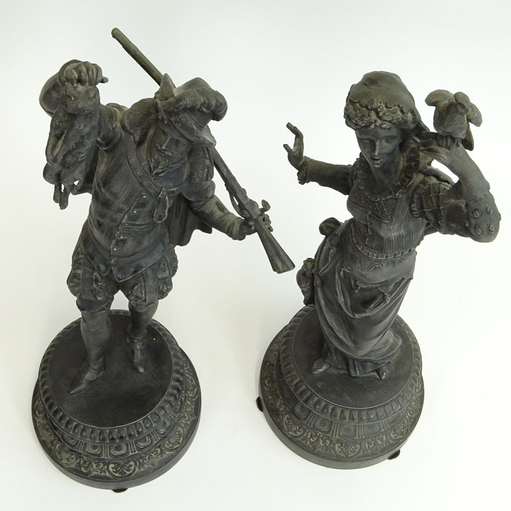 Pair Vintage French Metal Figurines.