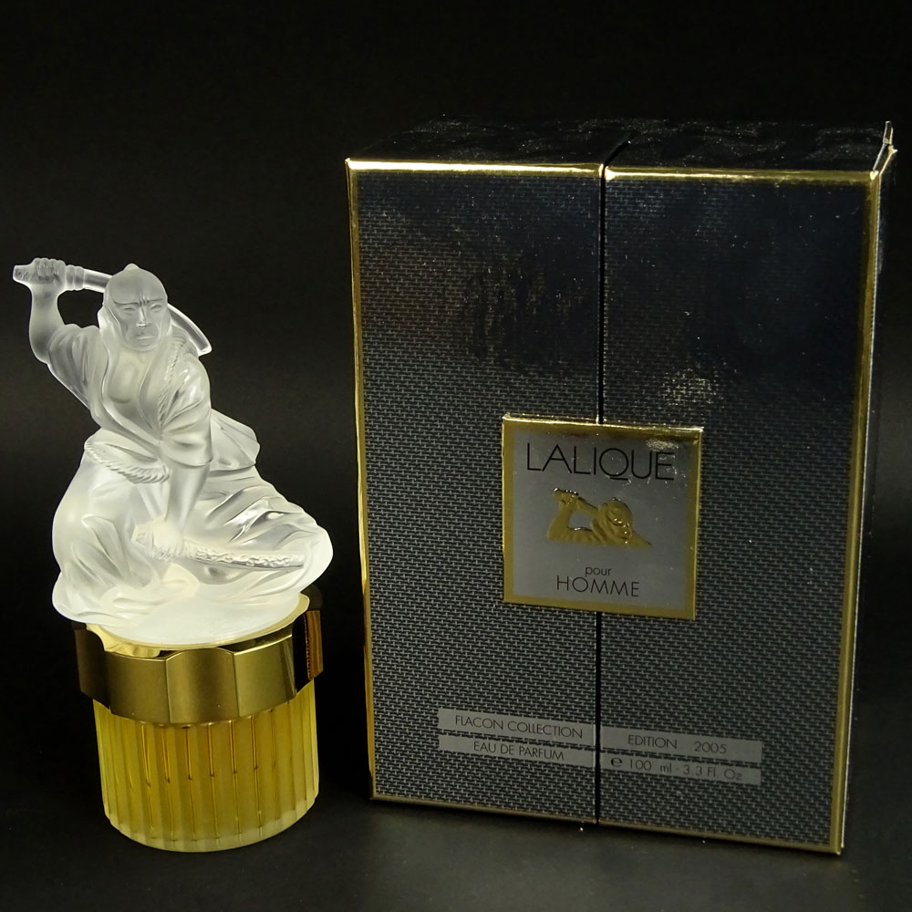 Boxed Lalique 3.3 fl. oz Pour Homme Eau de Parfum Samurai Bottle.