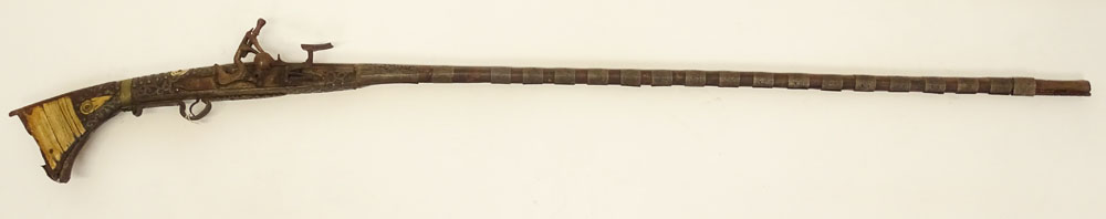 19th Century Berber Long Gun Musket from the Atlas Mountain Region of Morocco.