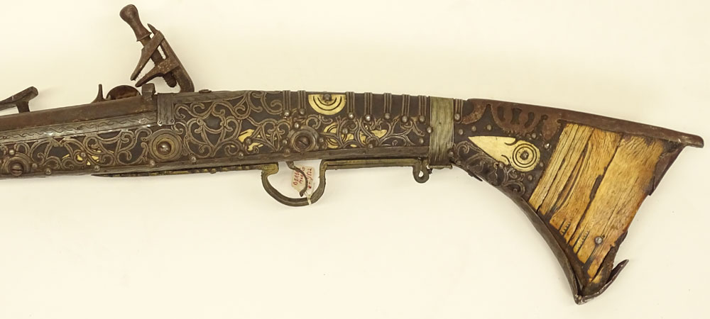 19th Century Berber Long Gun Musket from the Atlas Mountain Region of Morocco.