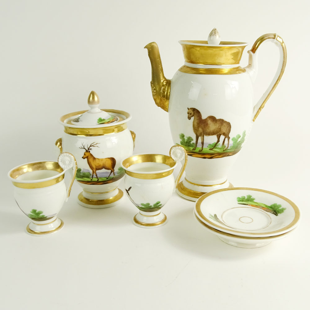 19th Century Old Paris Hand painted Porcelain Partial Coffee Set.