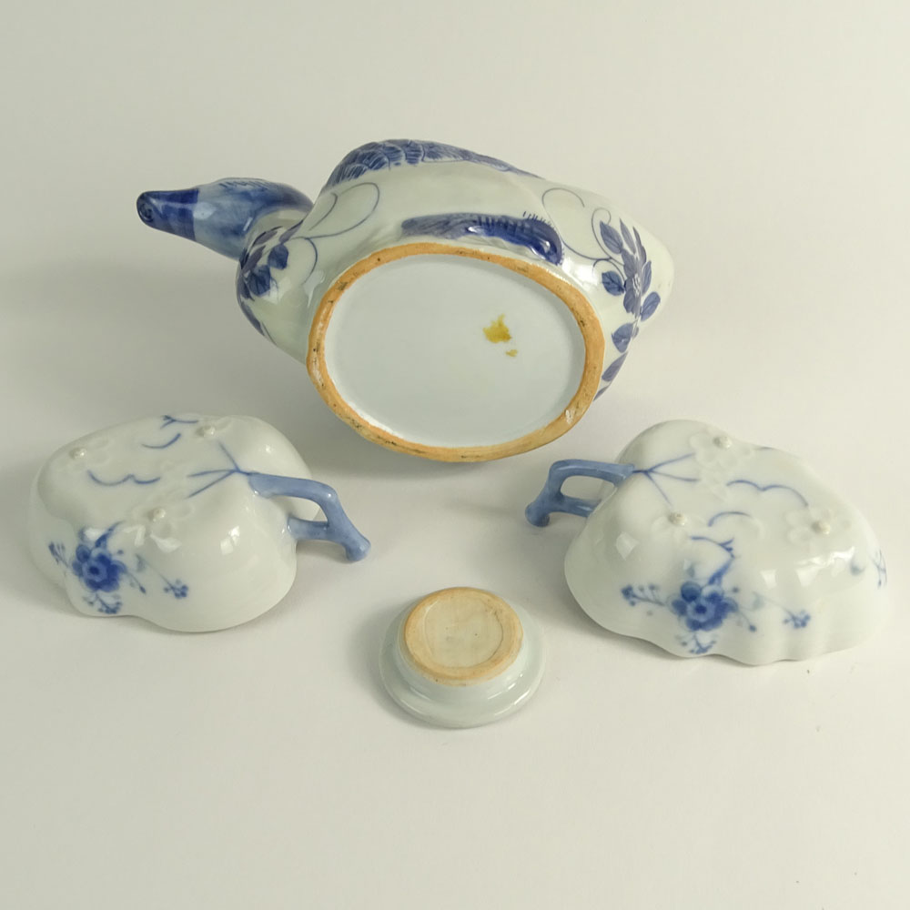 Lot of Three Chinese Blue and White Porcelain Tabletop Items.