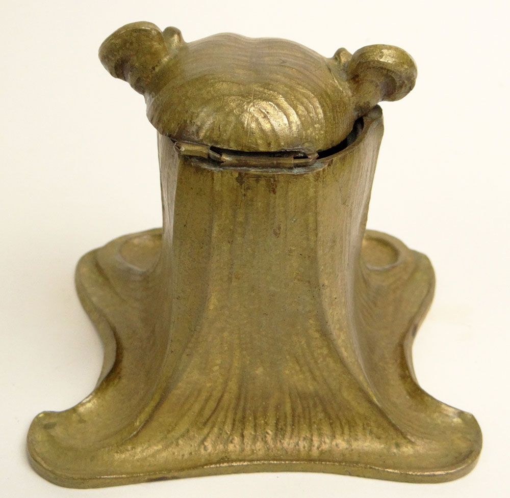 Circa 1900 Art Nouveau Gilt Bronze Inkwell in the Form of a Maiden.