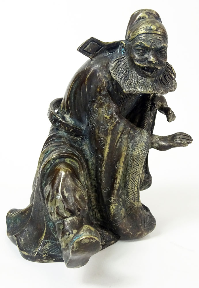 Chinese Ming style Bronze Sculpture,  Man with Beard.  