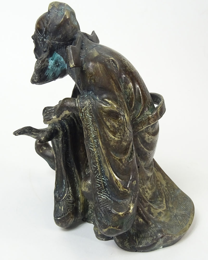 Chinese Ming style Bronze Sculpture,  Man with Beard.  