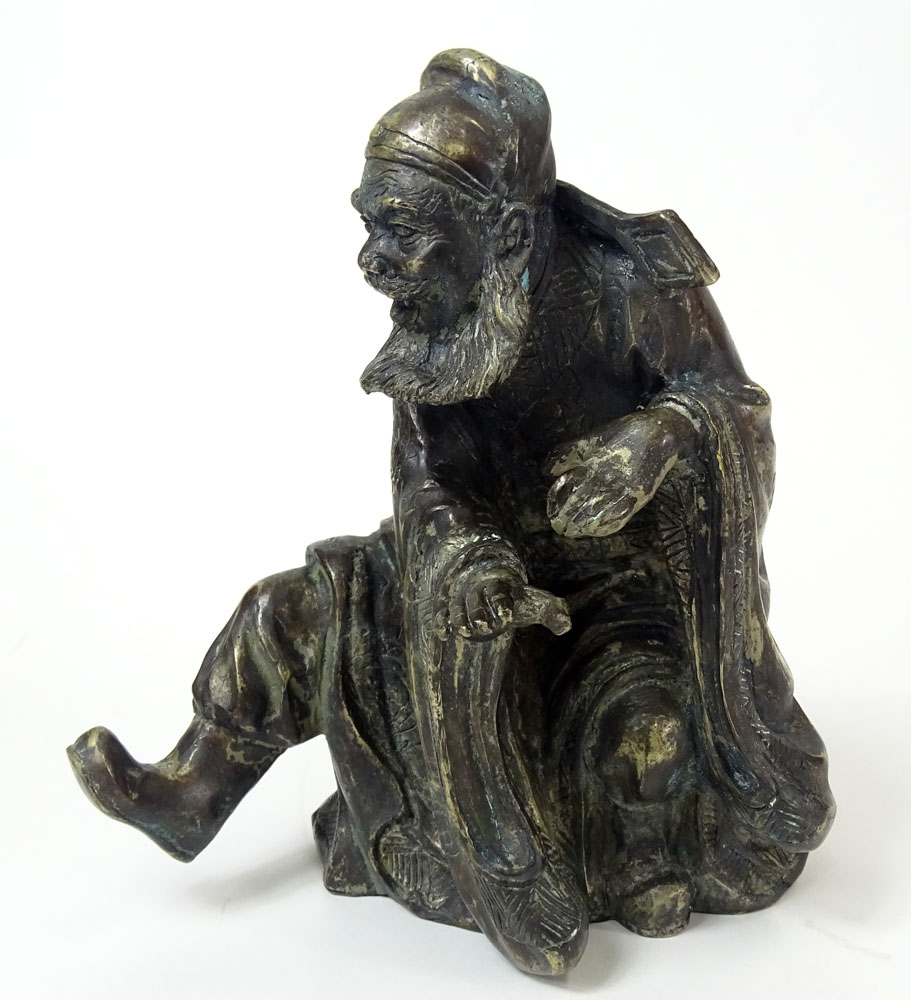 Chinese Ming style Bronze Sculpture,  Man with Beard.  