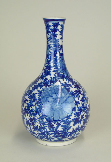 19/20th Century Asian Blue and White Soft Paste Porcelain Vase.