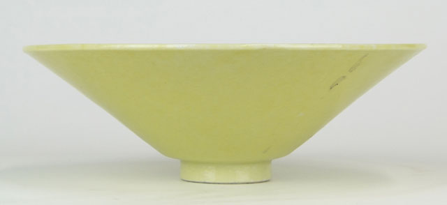 Two (2) 19/20th Century Chinese Porcelain Anhua or Bamboo Hat Yellow Glazed Conical Bowls.