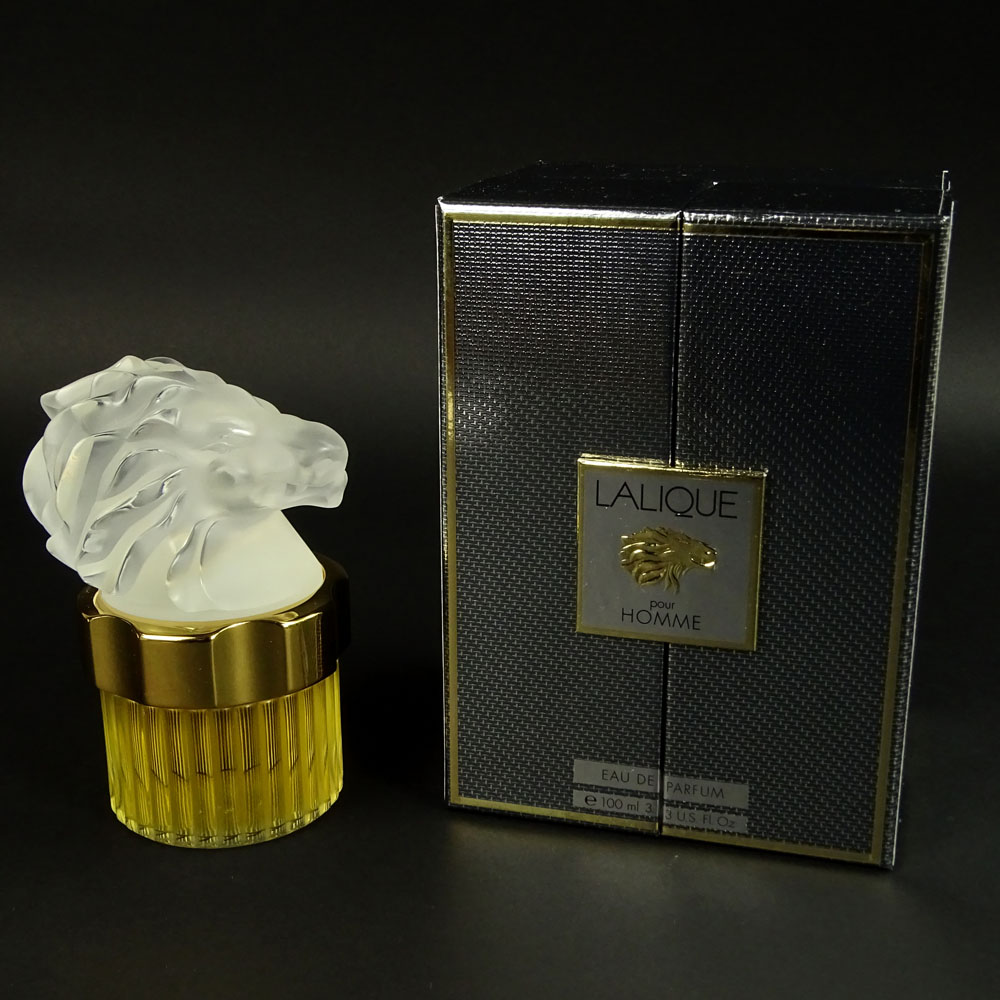 Boxed Lalique 3.3 fl. oz Pour Homme Eau de Parfum Lion Head Bottle.