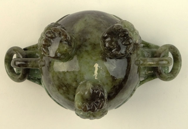 20th Century Chinese Jade Covered Incense Burner with Tripod Feet.