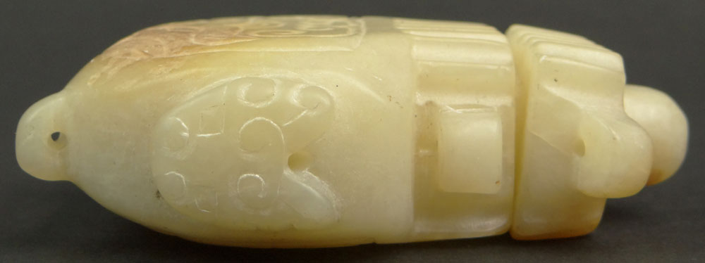 Chinese Archaistic style Carved Jade Miniature Covered Urn.