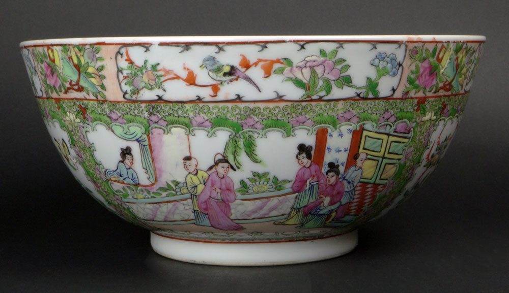 Chinese Porcelain Rose Medallion Punch Bowl.