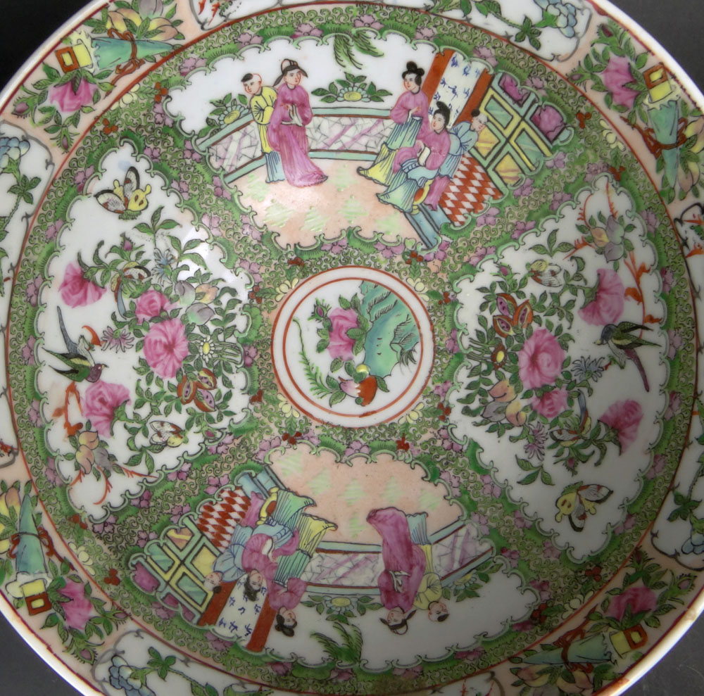 Chinese Porcelain Rose Medallion Punch Bowl.