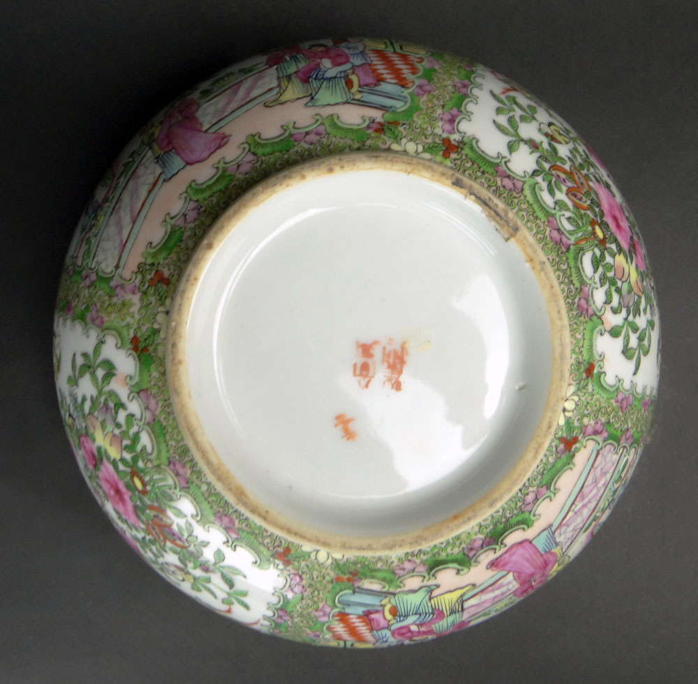 Chinese Porcelain Rose Medallion Punch Bowl.