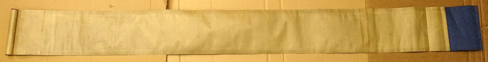 Antique Japanese Erotic Shunga Woodblock on Fabric Laid on Heavy Paper Scroll.