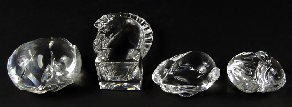 Lot of Four (4) Glass Animal Figurines, Three (3) Steuben.