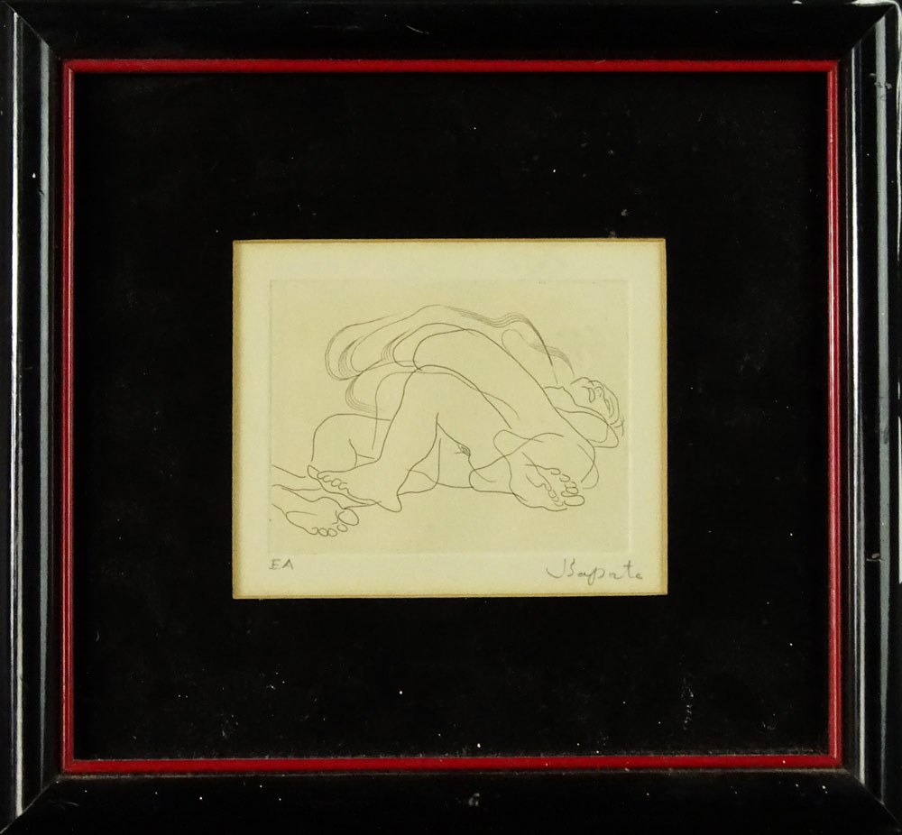 Mid-Century Engraving "Untitled" Signed Bapate? EA. 