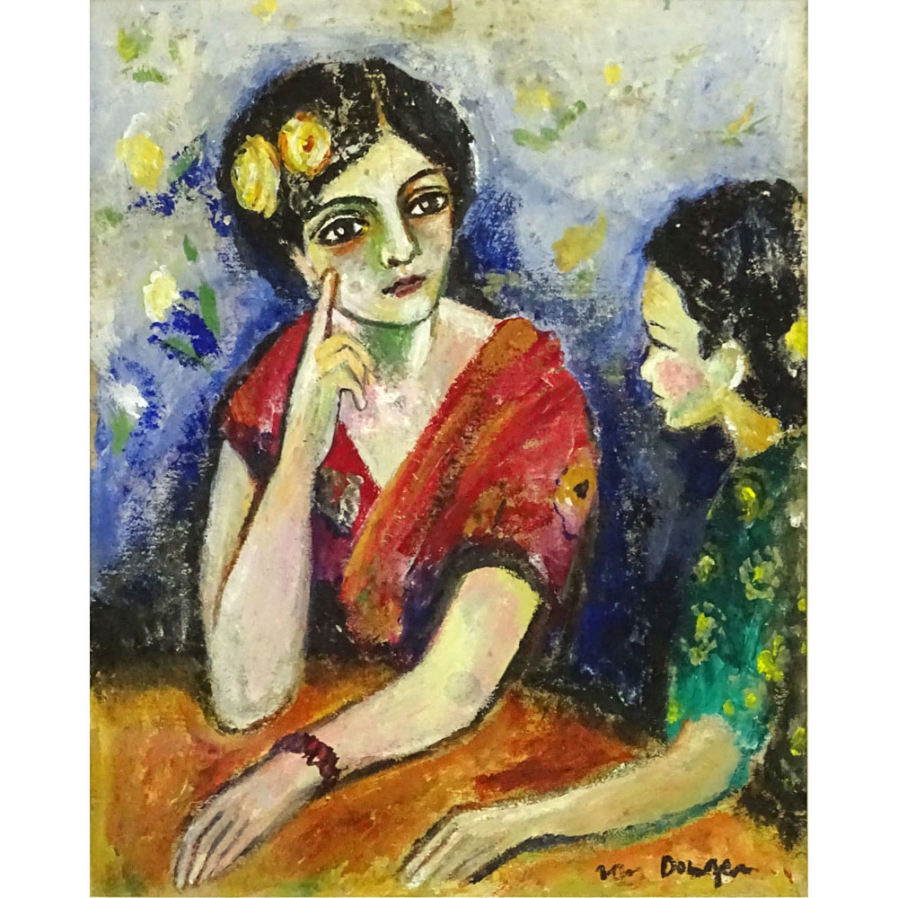 attributed to Kees van Dongen, Dutch (1877-1968) Gouache on paper "Mother and Daughter".